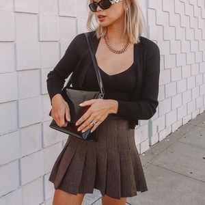 Abercrombie Plaid Pleated Mini Skirt Brown